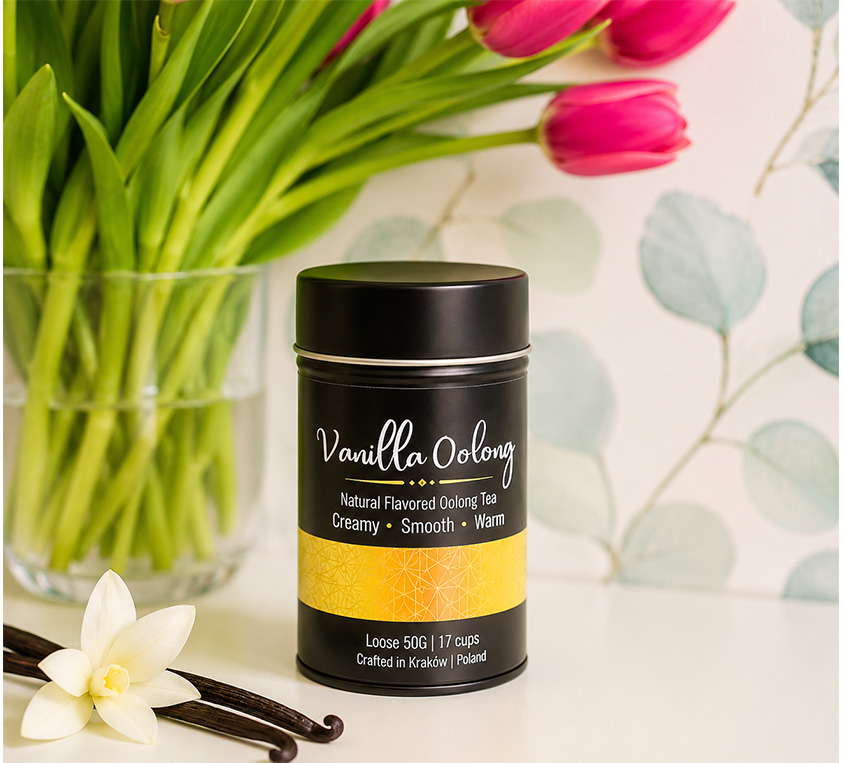 Vanilla Oolong Leo Tea w kubku prezentowym